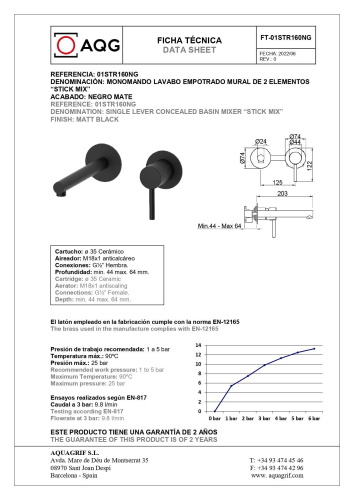 Смеситель AQG Stick 01STR160NG встраиваемый в стену черный матовый - фото 2