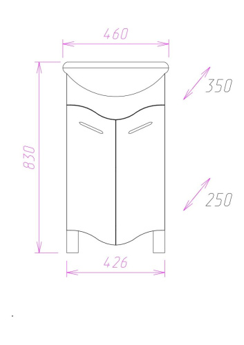Тумба под раковину Onika Лайн 104504 43х25х75 напольная - фото 3
