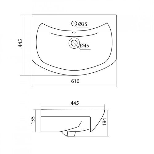 Раковина керамическая Onika Балтика 1WH110246 61х45 накладная цвет белый 1 отверстие под смеситель - фото 4