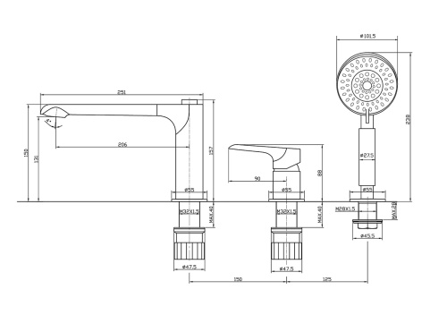 Смеситель BelBagno ANCONA ANCONA-BVD3-CRM на борт ванны хром - фото 2