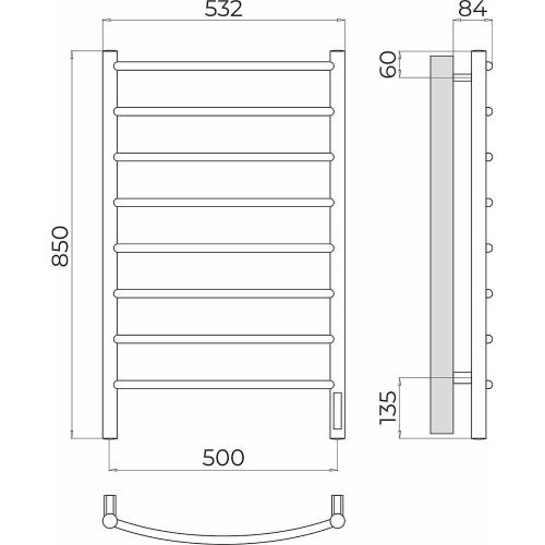 Полотенцесушитель Terminus 4670078531360 53х85 электрический хром - фото 3