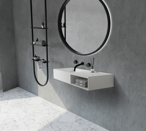 Тумба с раковиной Abber AS2649-0.8 80х40х20 подвесная цвет белый матовый - фото 4