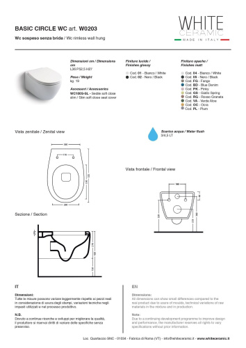 Чаша унитаза подвесная White Ceramic Basic W020305 цвет черный матовый без сиденья безободковая - фото 4