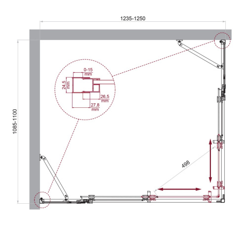 Душевой уголок BelBagno LUCE LUCE-AH-22-125/110-C-Cr 125х110 стекло прозрачное профиль хром глянцевый без поддона - фото 2