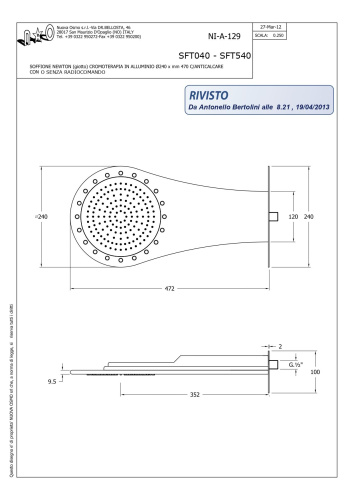 Душевая консольная головка Graffio Giotto GI001/CR цвет хром - фото 2