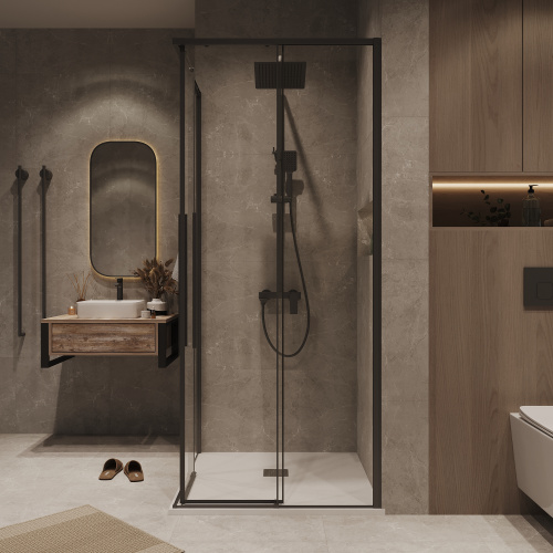 Душевая дверь Grossman Galaxy 1/2.K33.01.11.21.00 110х195 стекло прозрачное профиль черный матовый - фото 5