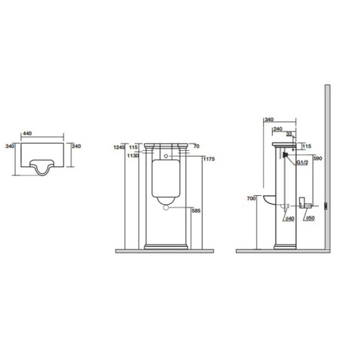 Писсуар Kerasan Waldorf 413101 напольный белый - фото 2