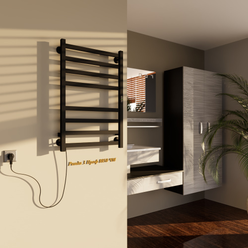 Полотенцесушитель Altasan РондаПроф Ронда3Проф8050ЧМ подвесной 53х81 электрический черный муар - фото 3