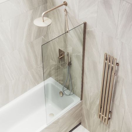 Душевая шторка на ванну Maybah Glass MGV-63-2ш 70х140 стекло прозрачное профиль бронза ориентация универсальная