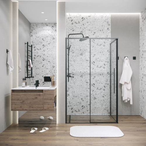 Душевая перегородка Grossman Galaxy 200.K33.01.90.21.00 90х195 стекло прозрачное профиль черный матовый - фото 4