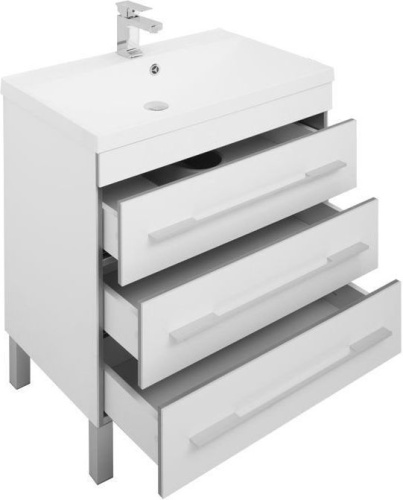 Комплект мебели: тумба с раковиной + зеркало-шкаф Aquanet Верона 00287658 75x48x155 напольный цвет белый - фото 4