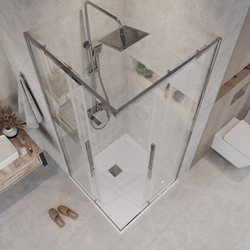 Душевая дверь Grossman Galaxy 1/2.K33.01.10.10.00 100х195 стекло прозрачное профиль хром глянцевый - фото 4