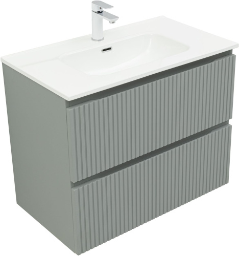 Тумба под раковину Aquanet Джейн (Flat) 00335434 80х46х64 подвесная цвет зеленый/серый - фото 3