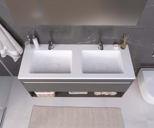 Раковина из литьевого мрамора Uperwood Modul 2911020342 112х45 полувстраиваемая цвет белый - фото 4