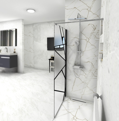 Душевая перегородка Cerutti SPA PICK T90B 90х120 стекло прозрачное/матовое профиль черный - фото 3