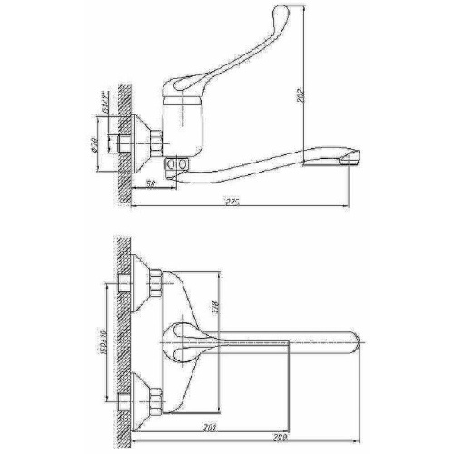 Cмеситель Haiba HB4654 настенный хром - фото 2