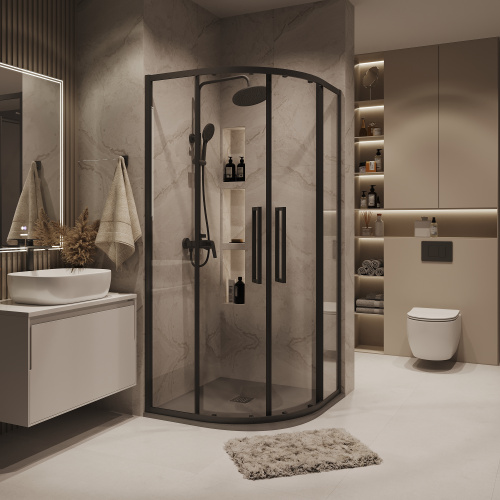 Душевой уголок Grossman Cosmo 301.K33.02.9090.21.00 90х90 стекло прозрачное профиль черный матовый без поддона - фото 5