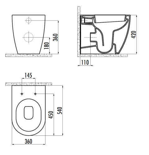 Чаша унитаза приставная Creavit Free FE350-11CB00E-0000 цвет белый без сиденья душевой смыв - фото 2