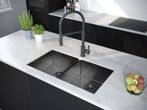 Кухонная мойка Paulmark GERBERG 78/2 UNI PM237844-GM 35х39 цвет вороненая сталь - фото 3