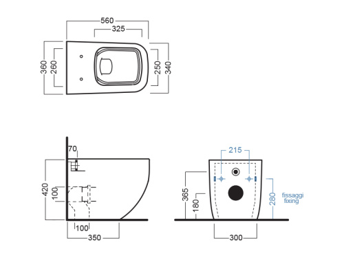 Чаша унитаза приставная Hatria NEXT A0Y3AY02 цвет черный матовый без сиденья безободковая душевой смыв - фото 3
