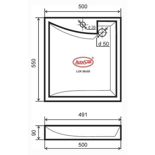 Раковина из искусственного мрамора Altasan LUX UPP50LUXs 50х55 над стиральной машиной цвет белый 1 отверстие под смеситель - фото 4
