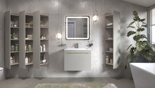 Пенал Velvex Alba 39х33х151 287 тирамису подвесной цвет глиняный серый - фото 4