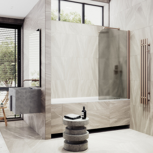 Душевая шторка на ванну Maybah Glass MGV-607-2 50х140 стекло тонированное профиль бронза ориентация универсальная - фото 3