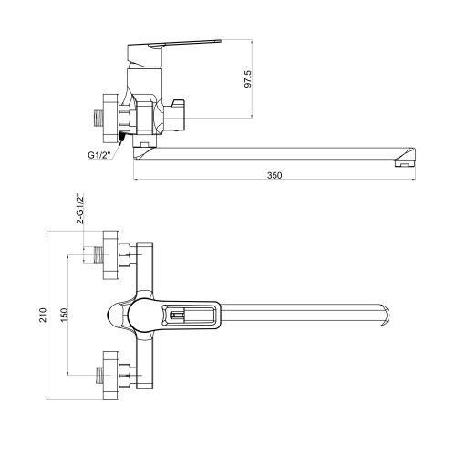 Смеситель для ванны Tokito KOBE TOK-KOB-1015 настенный вороненая сталь - фото 5