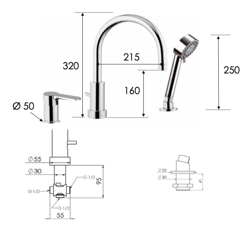 Смеситель Remer Winner W07 на борт ванны хром - фото 2