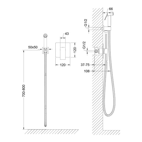 Смеситель с гигиеническим душем Timo Selene 2089/16SM встраиваемый в стену белый матовый - фото 2