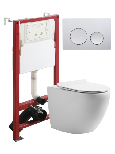Комплект унитаз с инсталляцией и клавишей смыва Orange CI07-100W+APB100 - фото 2