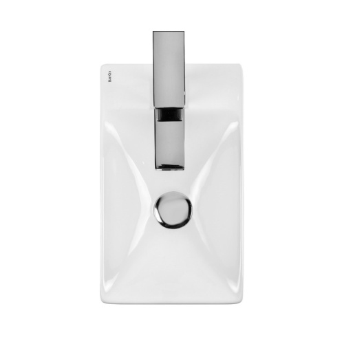 Раковина из сантехнического фарфора Bond Cube S12-380R 38х22 накладная цвет белый глянцевый 1 отверстие под смеситель - фото 4