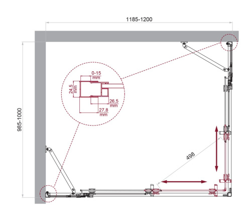 Душевой уголок BelBagno LUCE LUCE-AH-22-120/100-P-Cr 120х100 стекло рифленое профиль хром глянцевый без поддона - фото 2