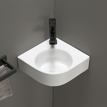 Раковина из сантехнического фарфора Vincea VBS-502 39х44 подвесная цвет белый 1 отверстие под смеситель