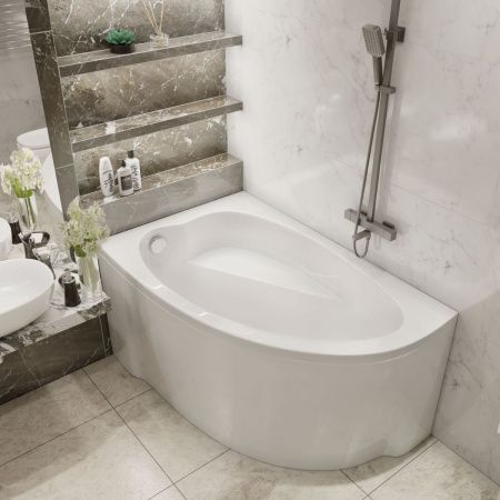 Ванна акриловая гидромассажная Timo IVA IVA1610L-KTIVA16-SPV1505-T-CM-T-BM-T-CT 160х100 пристенная асимметричная с каркасом