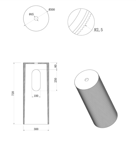 Пьедестал для раковины Boheme Corian 801-Base-Rib