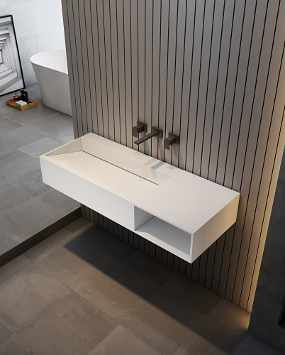 Тумба с раковиной Abber AS2640-1.2 R 120х46х20 подвесная цвет белый матовый - фото 2