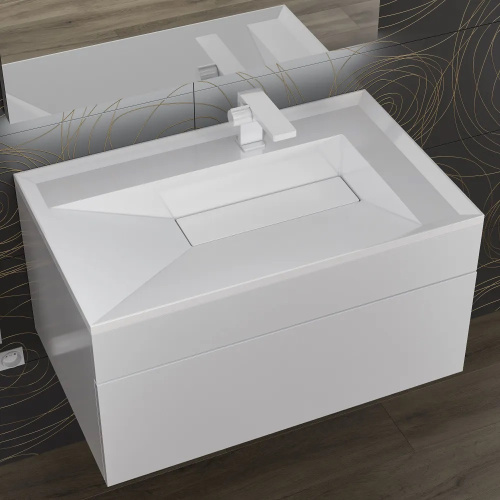 Раковина из литьевого мрамора Uperwood Lotus 35490000000 80х50 полувстраиваемая цвет белый глянцевый - фото 3