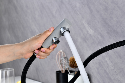 Смеситель для кухни Paulmark SERPENTINE Se213222-GRS на раковину серый дым - фото 4