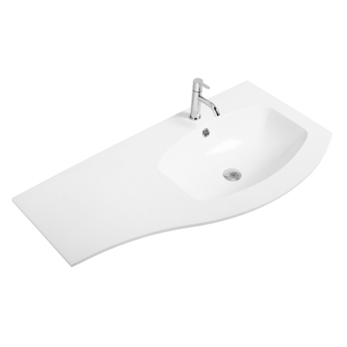 Раковина из искусственного камня Cezares 50154 104х52 подвесная цвет белый матовый 1 отверстие под смеситель - фото 2