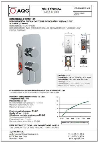 Душевой комплект AQG Urban Flow 19URFER23702 настенный - фото 2