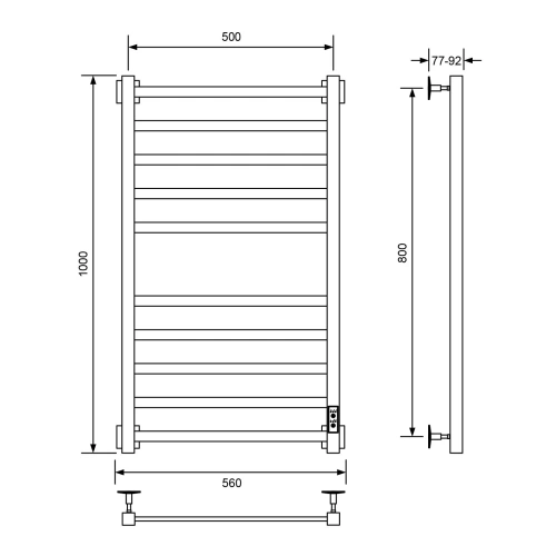 Полотенцесушитель Veconi Barro-A B10050CH-A 50х100 электрический хром - фото 2