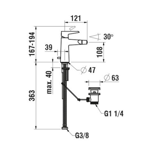 Смеситель Laufen VAL HF901710100000 на биде хром - фото 2
