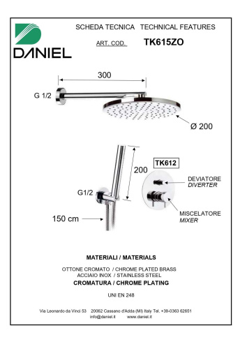 Душевая система Daniel Tokyo TX615ZO-15 встраиваемая цвет черный матовый - фото 2