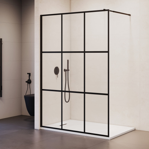 Душевая перегородка RGW Walk In 411011110-84 100х195 стекло с рисунком профиль черный - фото 2