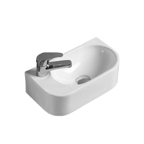 Раковина из сантехнического фарфора Vincea VBS-506L 40х22 подвесная цвет белый 1 отверстие под смеситель - фото 2