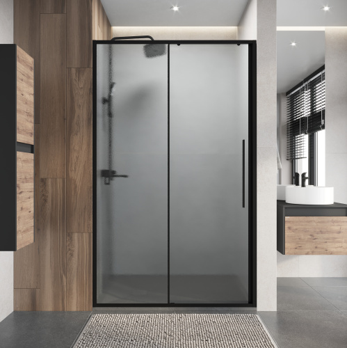 Душевая дверь Niagara Nova NG-84-L11CHB 110х195 стекло шиншилла профиль черный матовый - фото 4