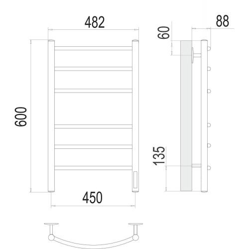 Полотенцесушитель Terminus 4670078527561 48х60 электрический белый - фото 3