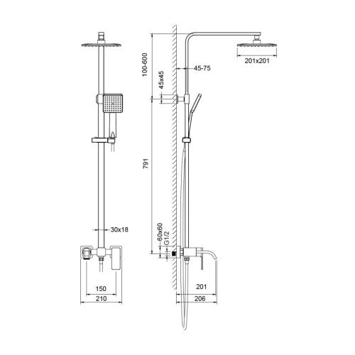 Душевая стойка Timo Selene SX-1013/00z настенная цвет хром - фото 2