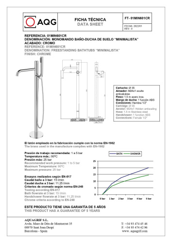 Смеситель AQG Min 01MIN601CR напольный хром - фото 2